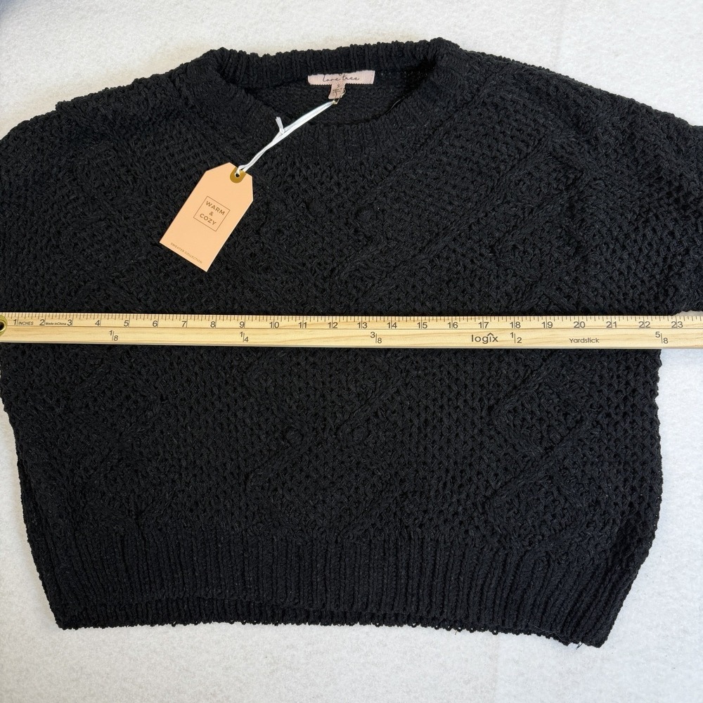 Love Tree Warm & Cozy Black Cable‎ Knit Sweater Women's Size S Chunky Crewneck